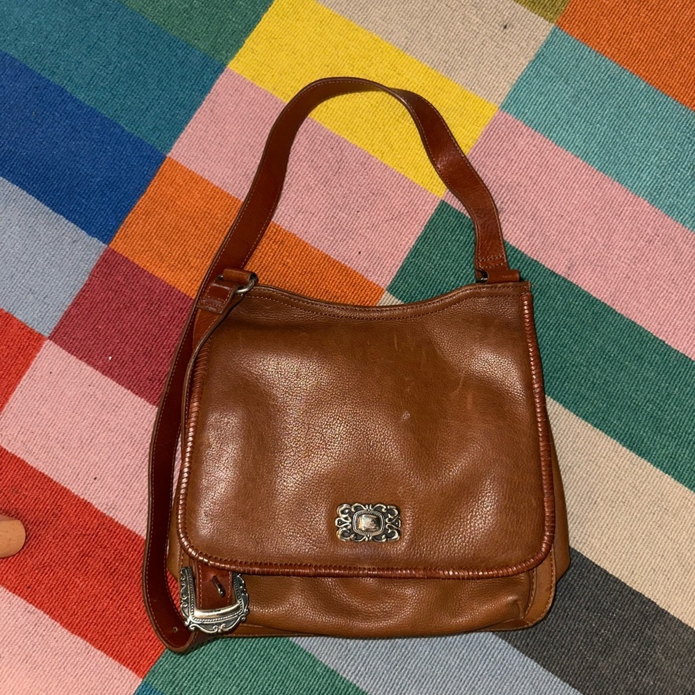 VINTAGE Fossil Brown Leather Shoulder Bag